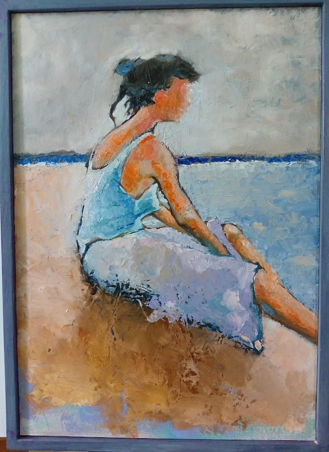 on the beach, Painting Dragoslav