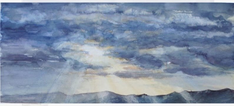 Nebo2- akvarel, 55x25cm, Slika Simic Dragana