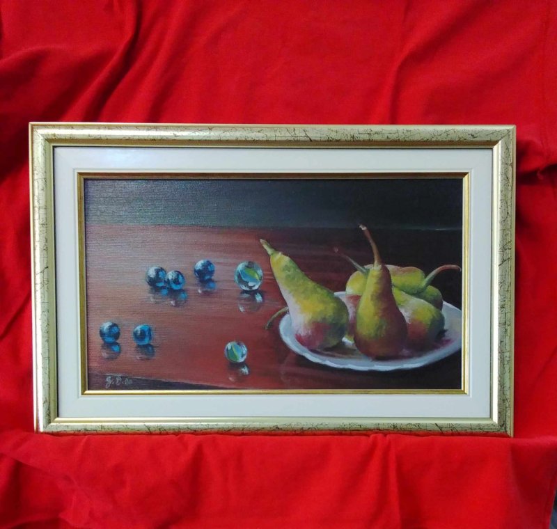 Klikeri i kruške- ulje na platnu 20x35cm, Slika Simic Dragana