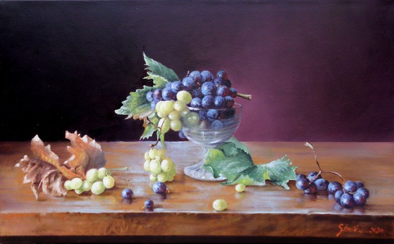 Grapes- oil on canvas 40x65cm, Painting Simic Dragana