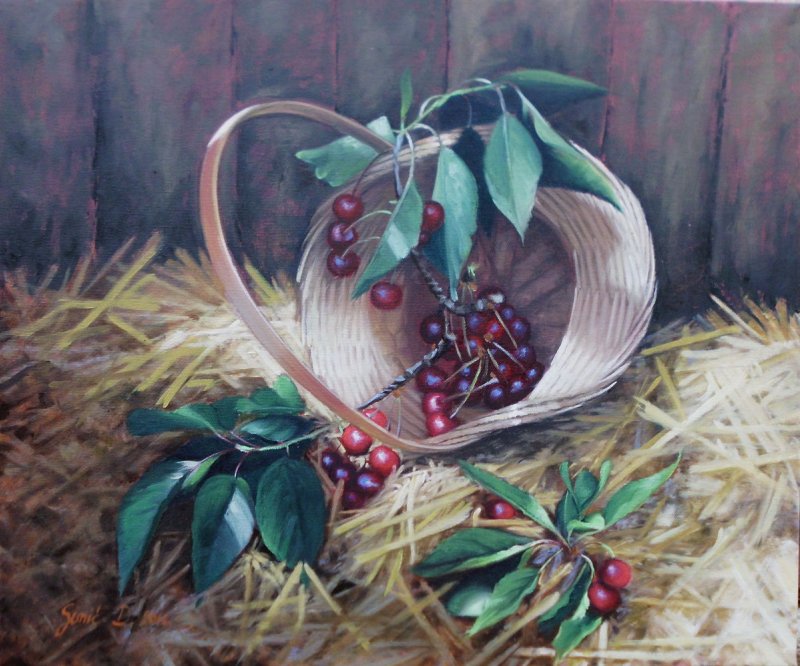 Cherries- oil on canvas 50x60cm, Painting Simic Dragana