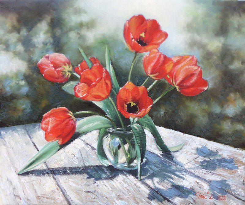 Tulips- oil on canvas 41x50cm, Painting Simic Dragana
