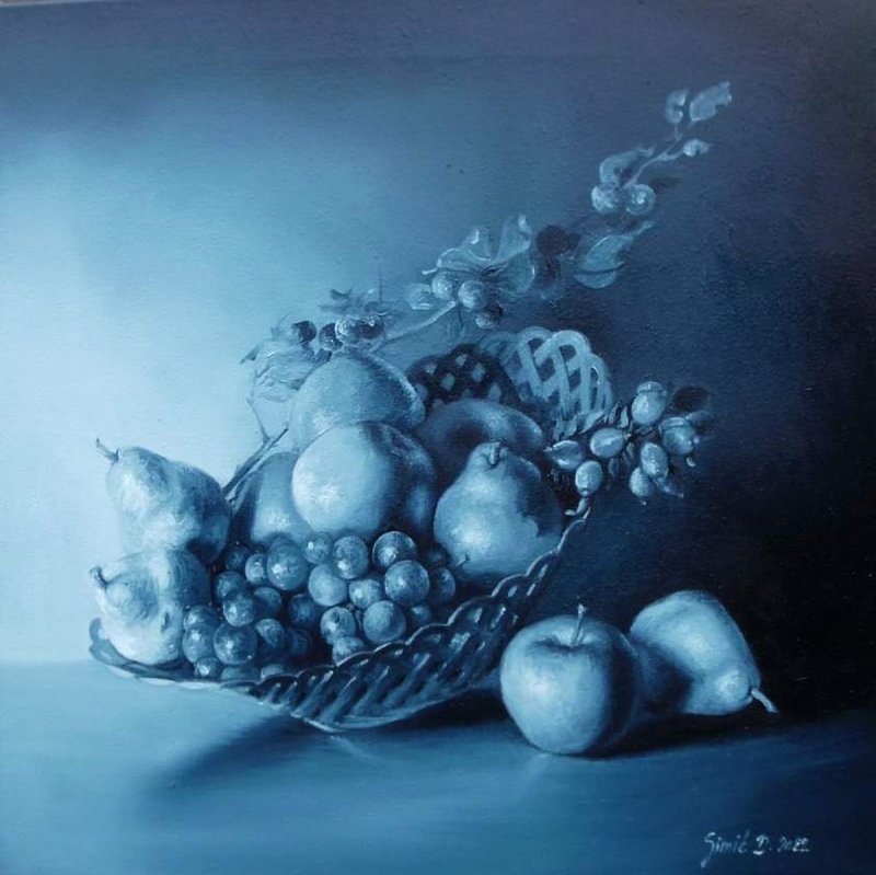 Rhapsody in blue- oil on canvas 45x45cm, Painting Simic Dragana