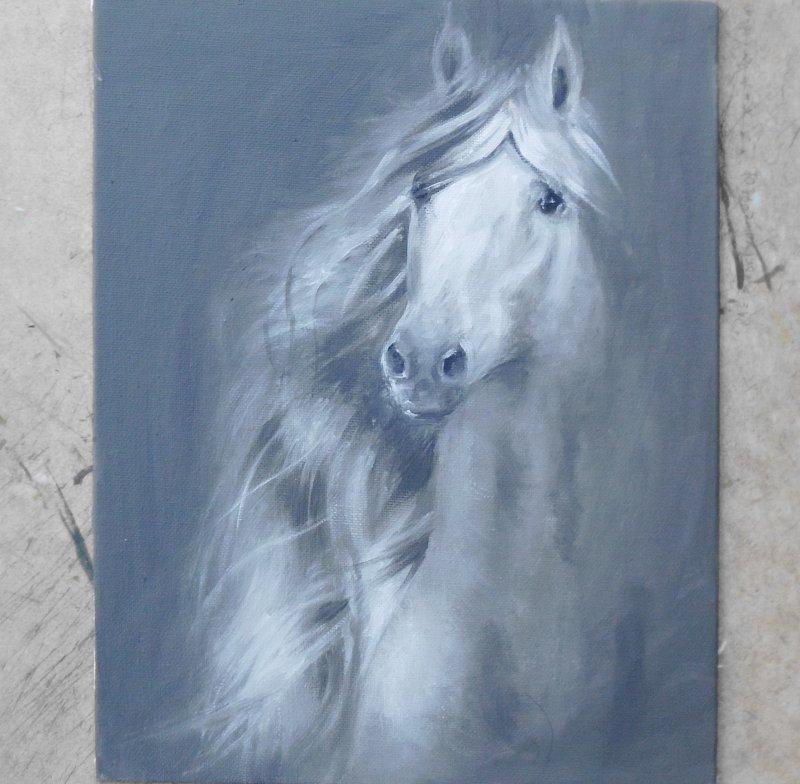 Konj3- ulje na kasiranom platnu, 30x24cm, Slika Simic Dragana