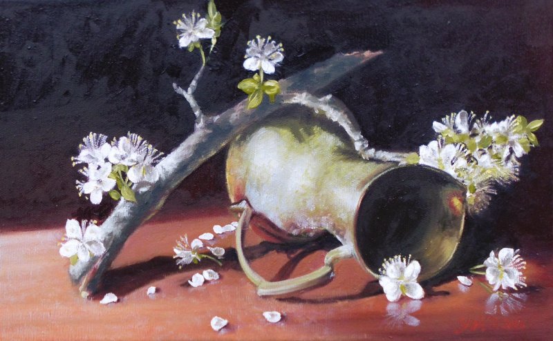 Plum blossom- framed oil on canvas 35x50cm