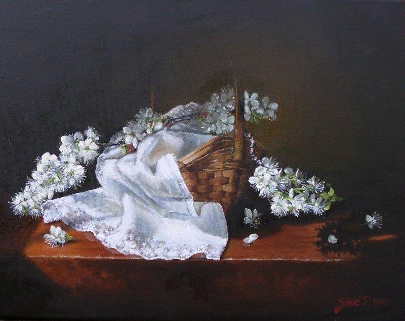 Plum blossom- oil on canvas, 35x45cm, Painting Simic Dragana