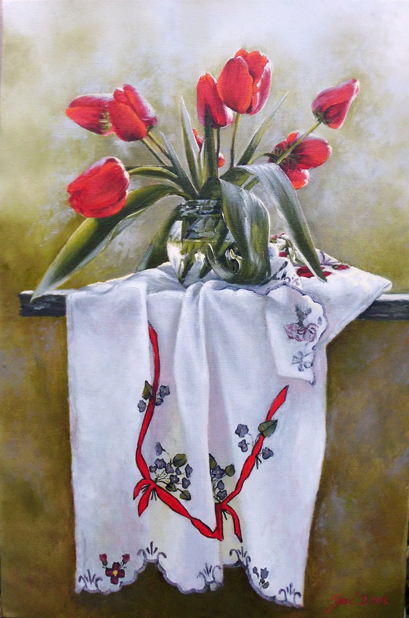 Tulips- oil on canvas 40x60cm, Painting Simic Dragana