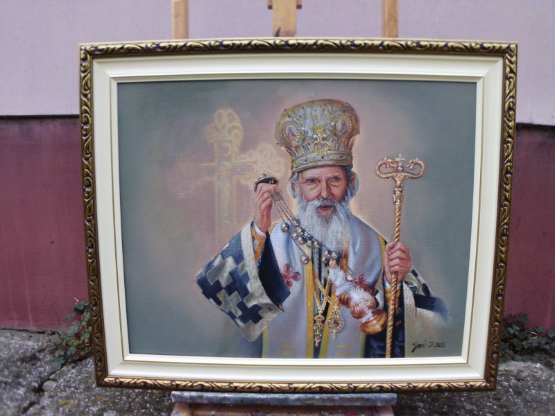 Portret Patrijarha Pavla- uramljeno ulje na platnu, 40x50cm, Slika Simic Dragana