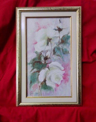 Bele ruže- ulje na platnu 20x35cm, Slika Simic Dragana