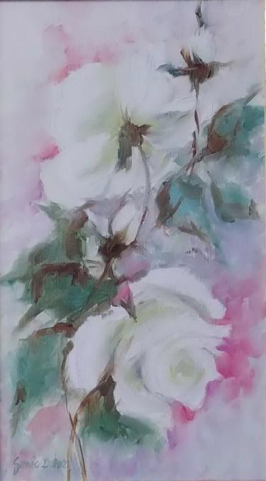 Bele ruže- ulje na platnu 20x35cm, Slika Simic Dragana