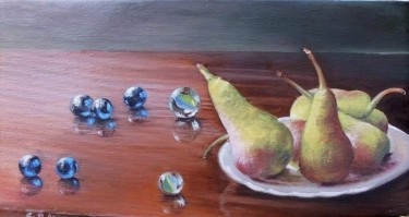 Klikeri i kruške- ulje na platnu 20x35cm
