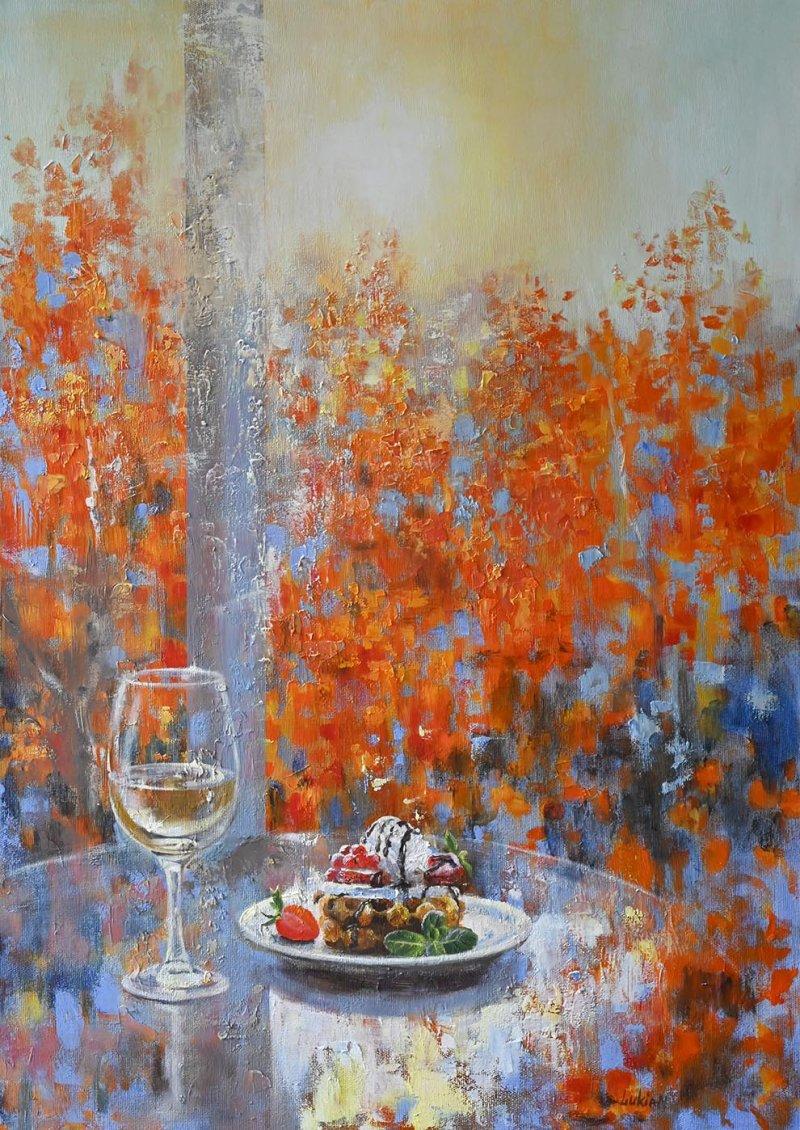 Autumn Morning with a Glass of White Wine