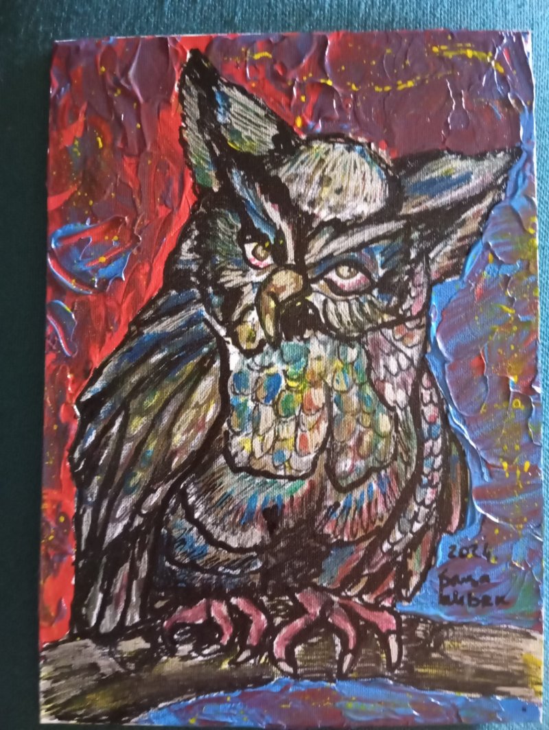 Bird at night, Painting Palibrk Sanja