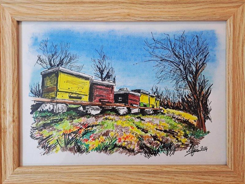 Nº - 48 - Beehives, Painting Migec Art