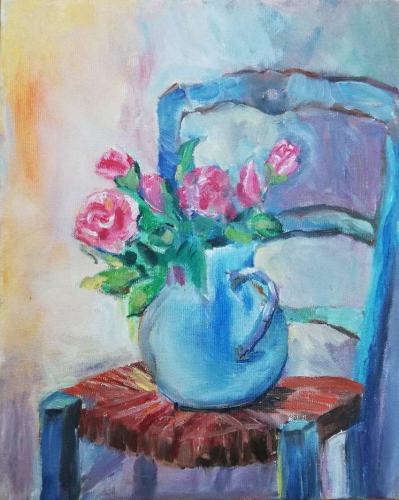 Blue chair, Painting Dragica Tasić