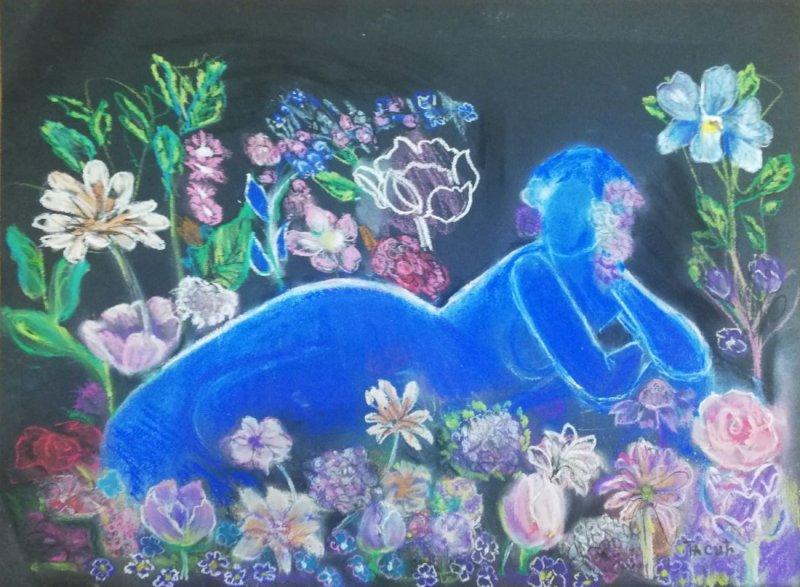 Blue woman, Painting Dragica Tasić