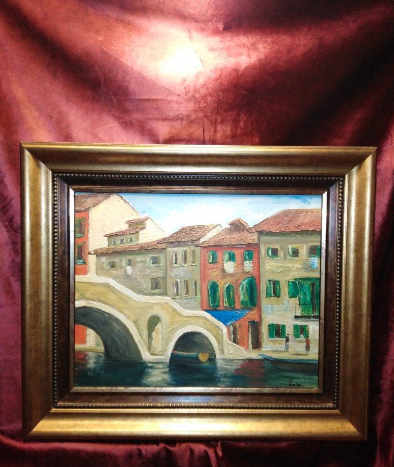Bridge in Venice - Based on motifs of three artists from the 'Kukryniksy' group, Painting Slaviša  Petković Panča