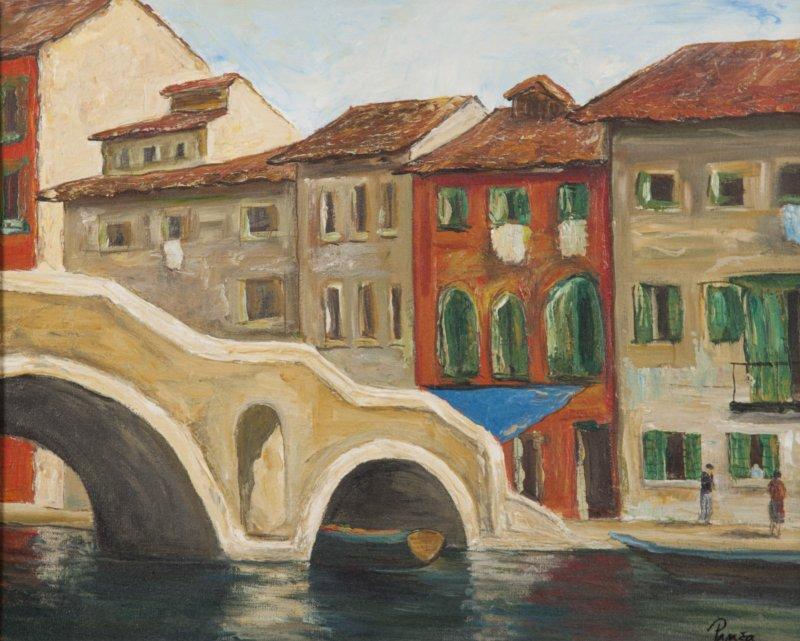 Bridge in Venice - Based on motifs of three artists from the 'Kukryniksy' group, Painting Slaviša  Petković Panča