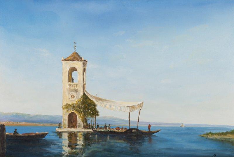VENICE - According to the motive (Felix Ziem), Painting Slaviša  Petković Panča