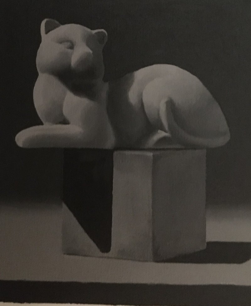 Cat on Cube, Painting Mirjana Dokmanović
