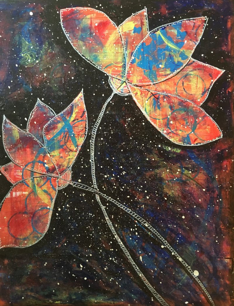 Two flowers, Painting Mirjana Dokmanović