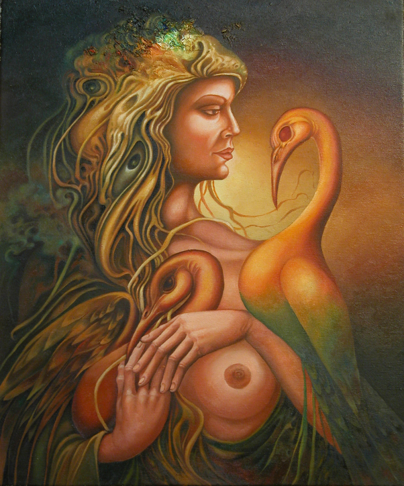 Portrait of two birds, Painting Radomir  Mudrinic