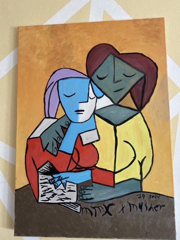 Two girls reading, Painting Sanja Tumbas