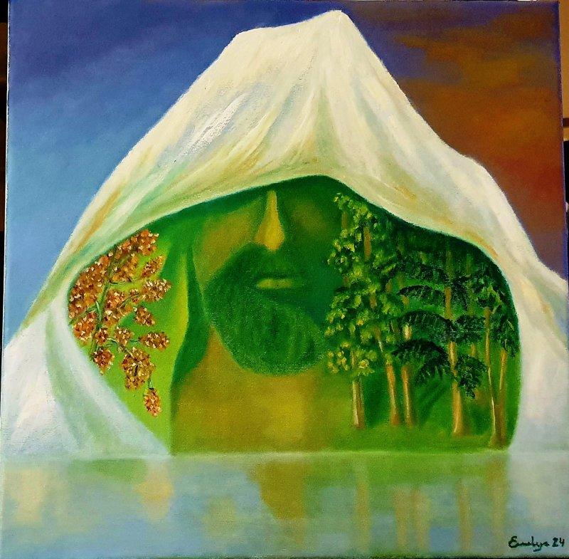 Fuji San, mountain Fujiyama, Painting Emilija Ristic