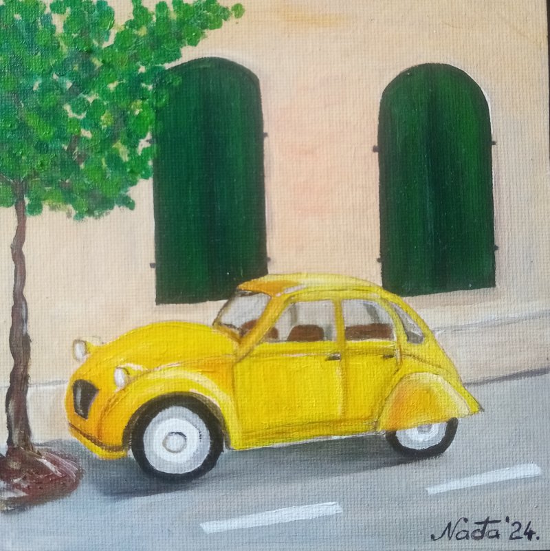 Oldtimer Citroen Two Horses, Painting Nadja