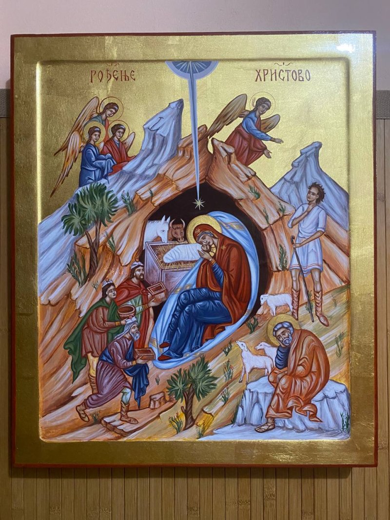 The birth of Christ Christmas, Painting Dragana Zivadinovic