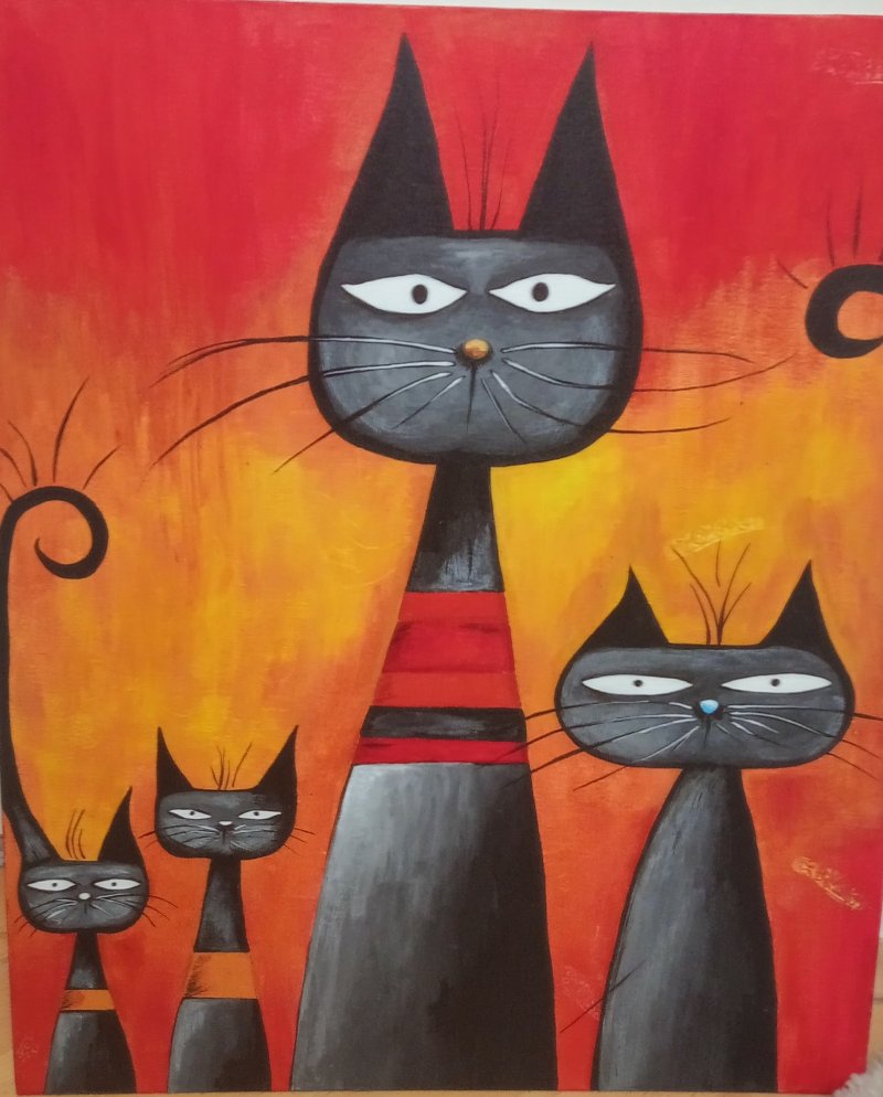 Four black cats