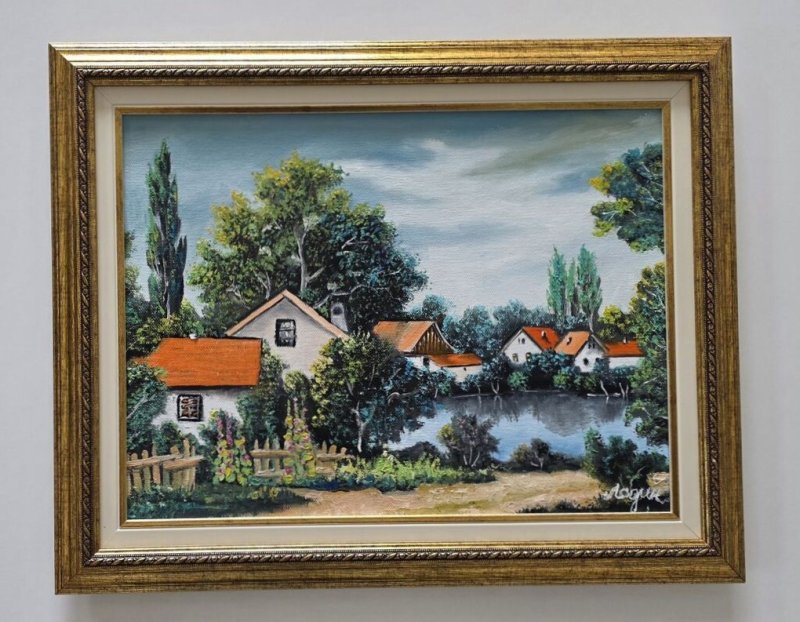 Oil on canvas - Farmstead 22, beautiful painting, Painting Dusko Dule