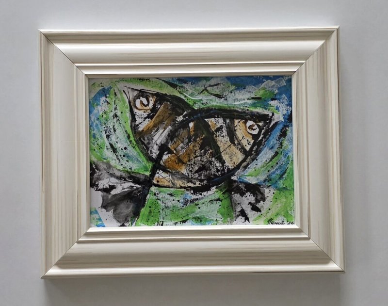 Two fish, acrylic on paper - A beautiful picture