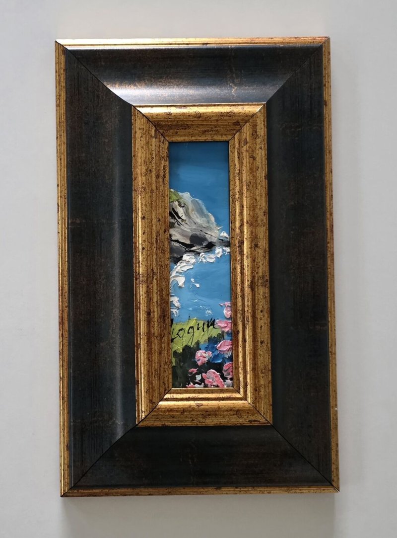 Oil on masonite - Blue Sea - Miniature