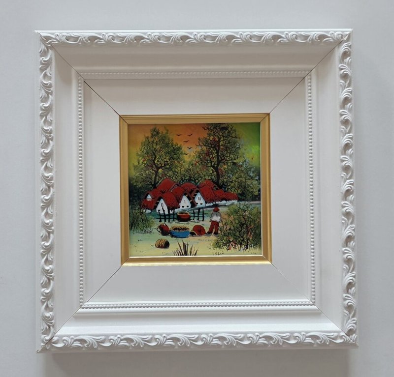 Naive, oil on glass - Seoce - Miniature