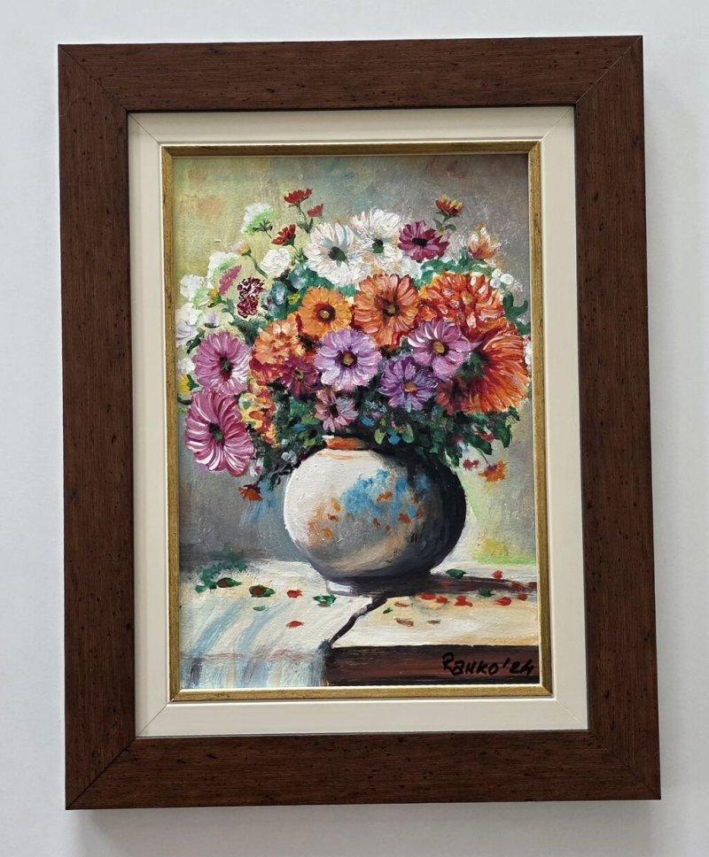 Oil on hardboard - Spring Bouquet, beautiful