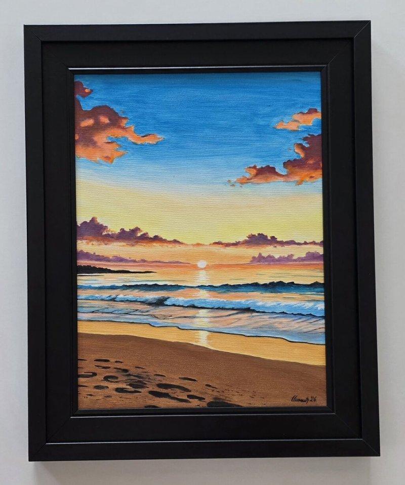Dusk, sea and sand - acrylic on canvas