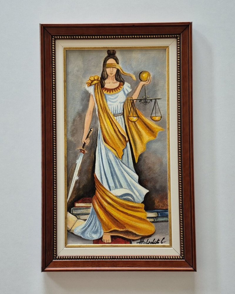 Oil on canvas - Goddess of Justice, beautiful painting