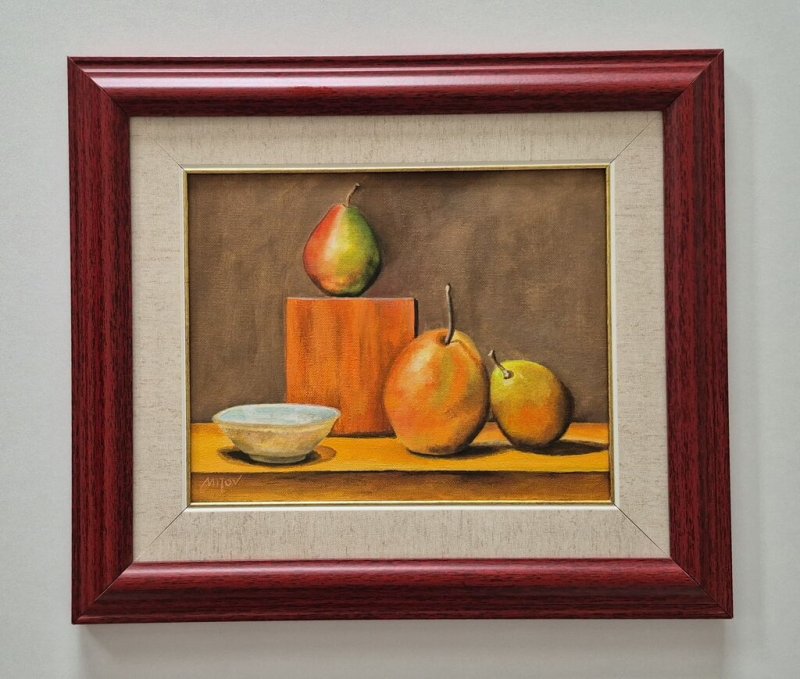 Oil on canvas - Fruit and plate, beautiful picture, Painting Dusko Dule
