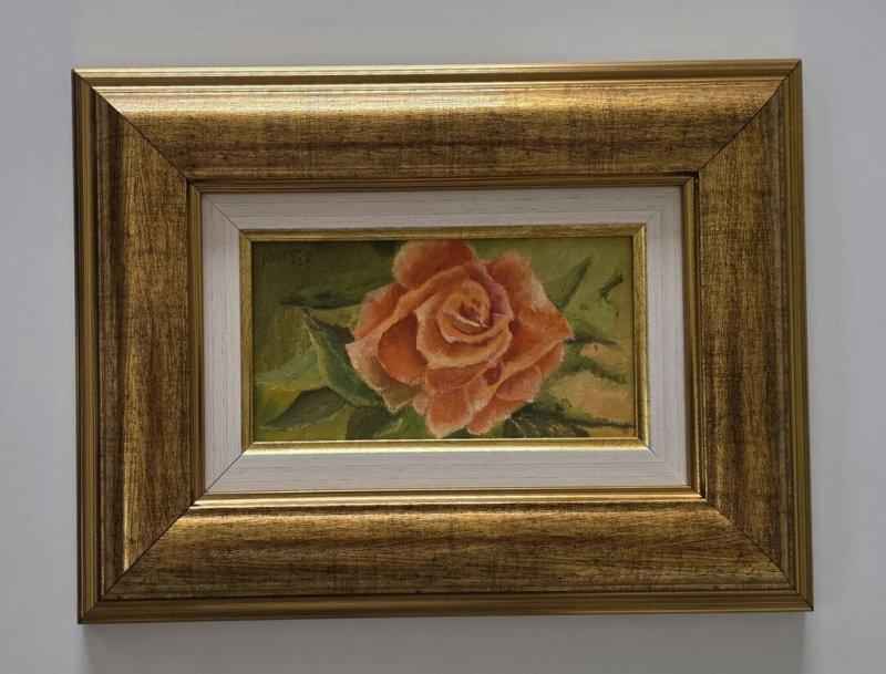 Oil on canvas - Rose, two - Miniature, Painting Dusko Dule
