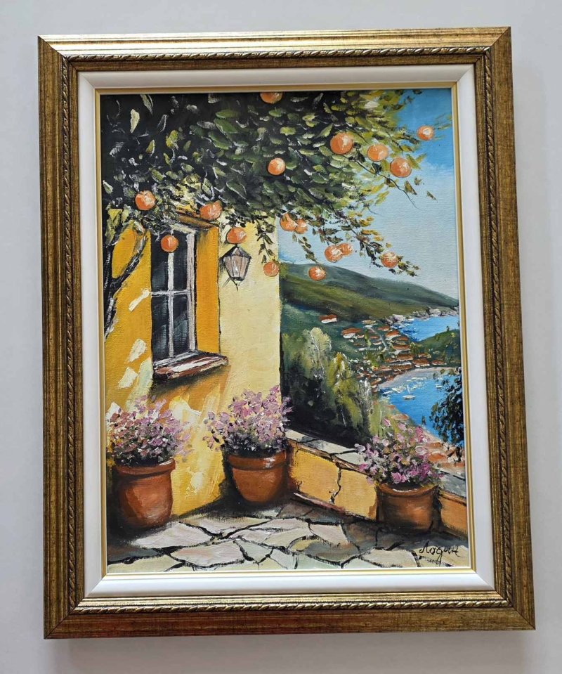 Oil on canvas - View of the bay, a beautiful painting