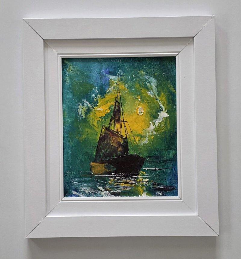 Oil on canvas - Ship through the night, beautiful
