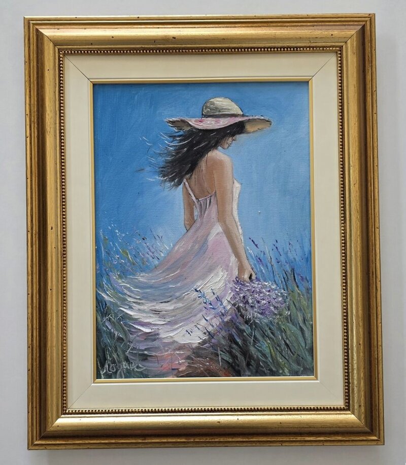Oil on canvas - Steps through lavender, beautiful