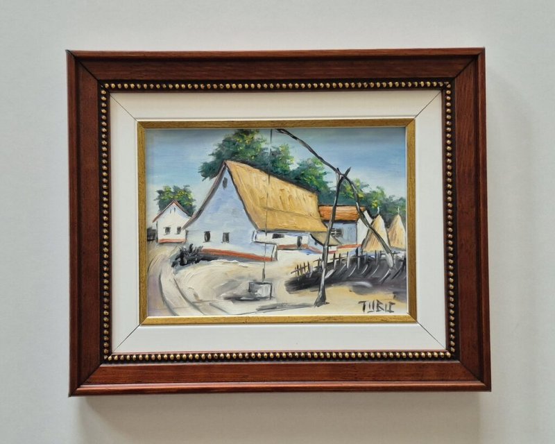 Oil on hardboard - Small farmhouse, beautiful picture