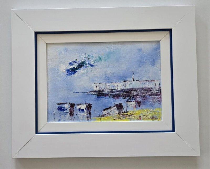 Oil on canvas - Morning in a coastal town