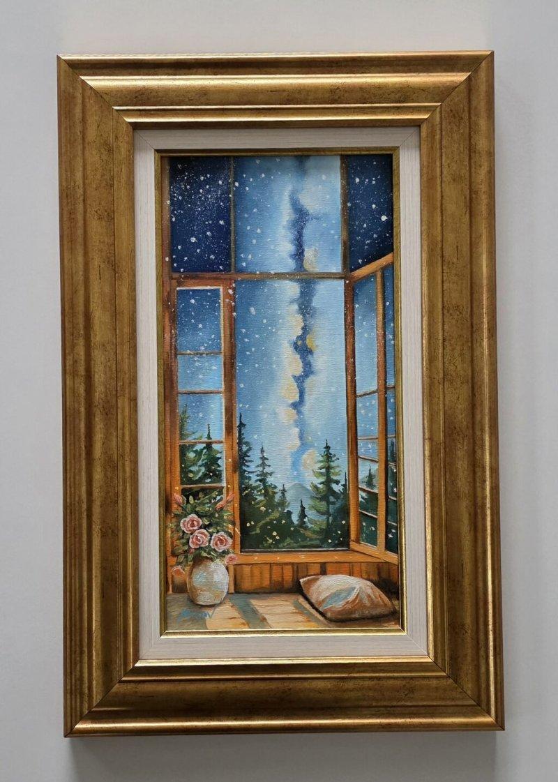 Oil on canvas - Starry Night, beautiful, Painting Dusko Dule