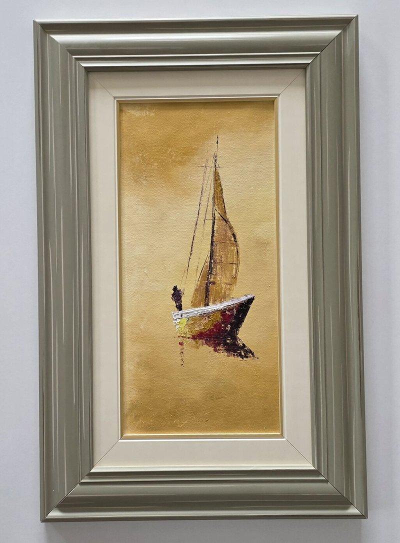 Oil on canvas - Golden Sailing, a beautiful painting