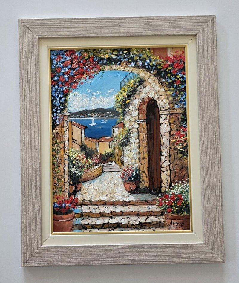 Oil on hardboard - Mediterranean Stairs, Painting Dusko Dule
