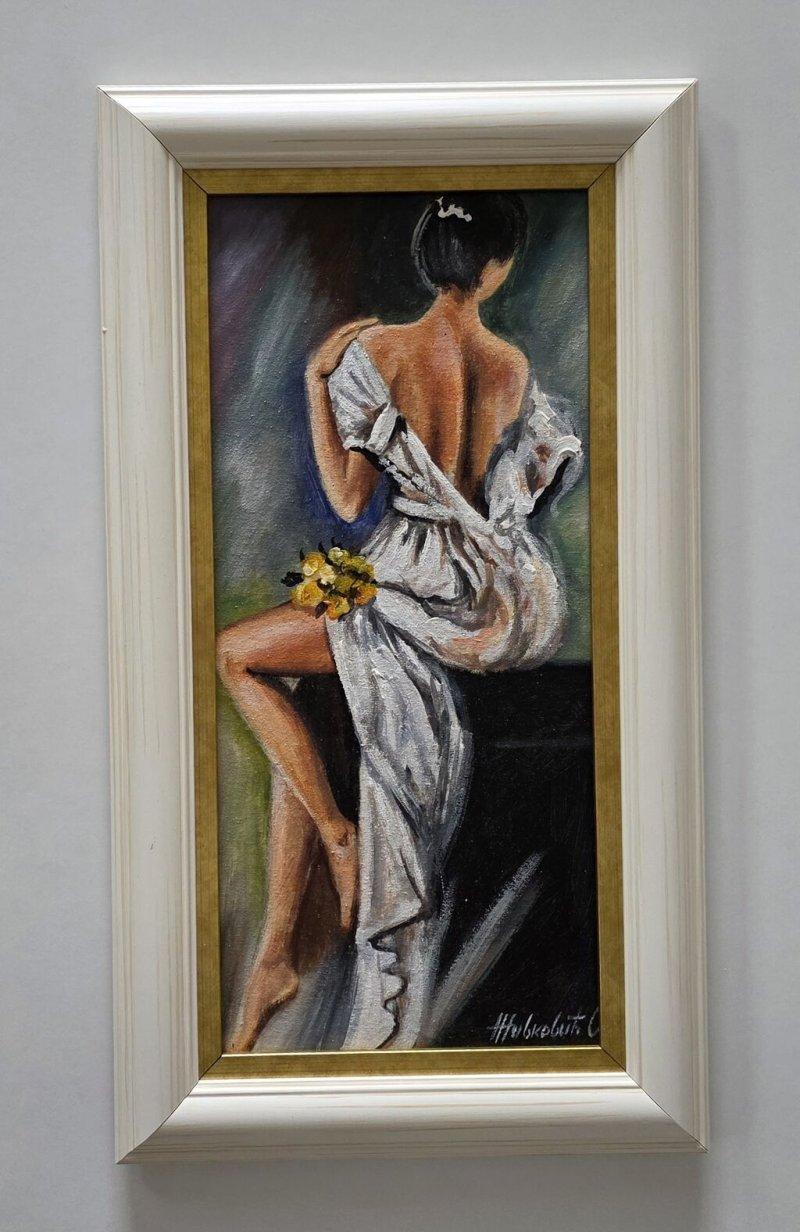Oil on canvas - The touch of silk, so beautiful