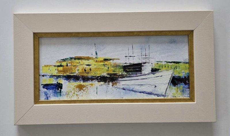 Oil on canvas - The Silence of the Harbor, beautiful, Painting Dusko Dule